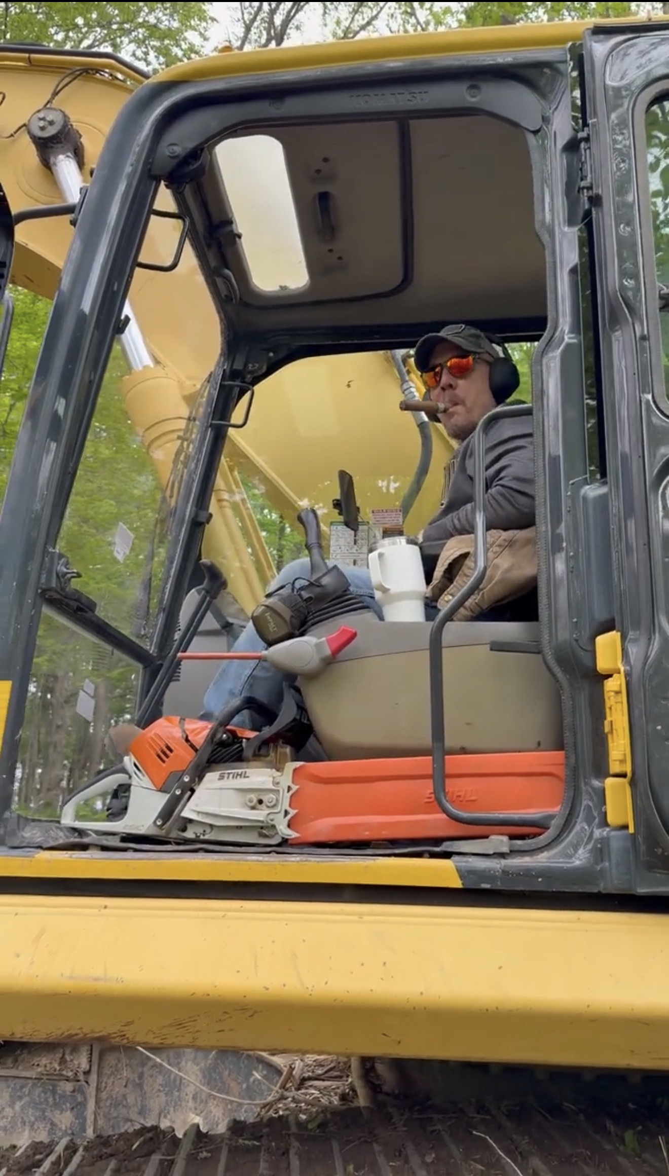 Dave Norris in the excavator cab